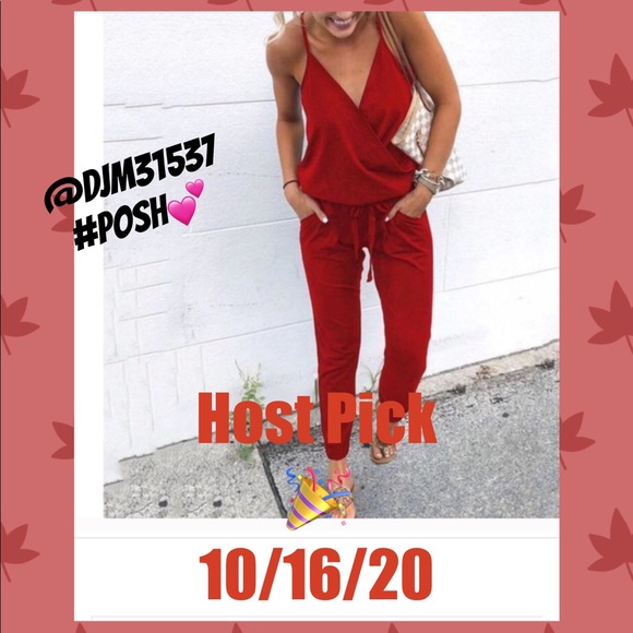 Red medium jumpsuit new 🍒 - Picture 7 of 7